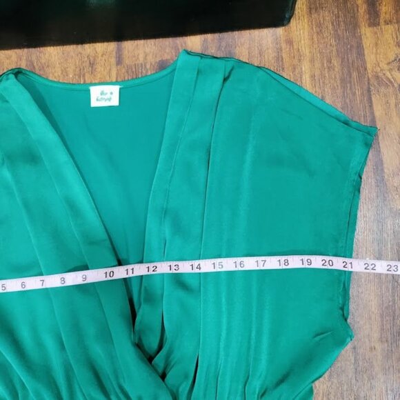 Blue Buttercup Green WideLeg Jumpsuit Whimsy Luxury Lightweight Flowy L Elegant - Picture 6 of 11